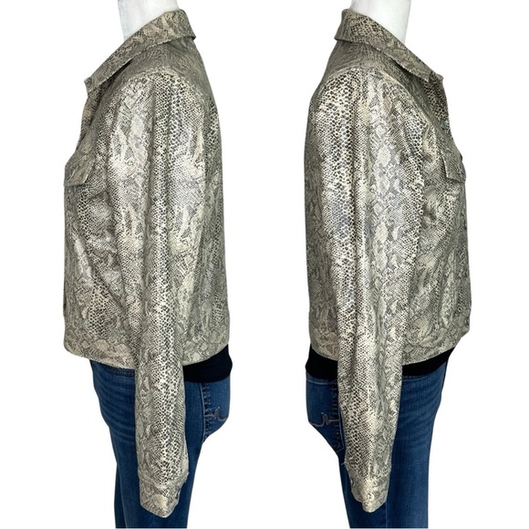 DCC Faux Snakeskin Button Up Cropped Jacket Cream Black Snake Print Medium M - Picture 14 of 15